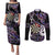 Personalised New Zealand Darts Couples Matching Puletasi and Long Sleeve Button Shirt Ngutukaka Manaia Taniko Luxury Purple - Polynesian Pride