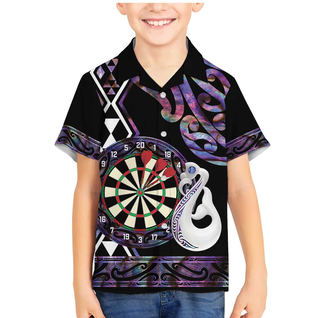 Personalised New Zealand Darts Family Matching Mermaid Dress and Hawaiian Shirt Ngutukaka Manaia Taniko Luxury Purple - Polynesian Pride