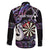 Personalised New Zealand Darts Family Matching Off The Shoulder Long Sleeve Dress and Hawaiian Shirt Ngutukaka Manaia Taniko Luxury Purple - Polynesian Pride