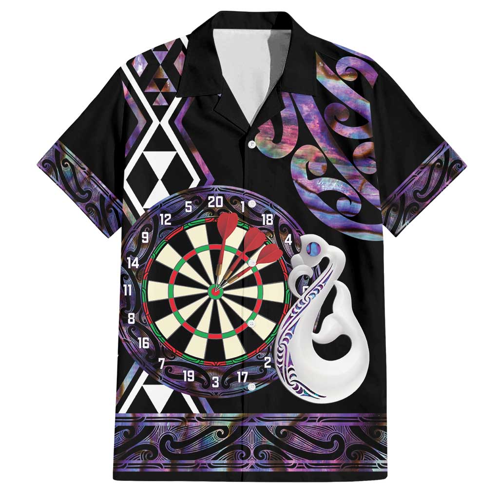 Personalised New Zealand Darts Family Matching Off Shoulder Maxi Dress and Hawaiian Shirt Ngutukaka Manaia Taniko Luxury Purple - Polynesian Pride
