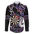 Personalised New Zealand Darts Family Matching Off Shoulder Maxi Dress and Hawaiian Shirt Ngutukaka Manaia Taniko Luxury Purple - Polynesian Pride