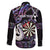 Personalised New Zealand Darts Family Matching Off Shoulder Maxi Dress and Hawaiian Shirt Ngutukaka Manaia Taniko Luxury Purple - Polynesian Pride