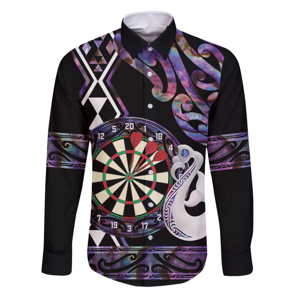 Personalised New Zealand Darts Family Matching Puletasi and Hawaiian Shirt Ngutukaka Manaia Taniko Luxury Purple - Polynesian Pride