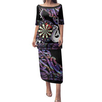 Personalised New Zealand Darts Family Matching Puletasi and Hawaiian Shirt Ngutukaka Manaia Taniko Luxury Purple - Polynesian Pride