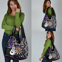 Personalised New Zealand Darts Grocery Bag Ngutukaka Manaia Taniko Luxury Purple - Polynesian Pride