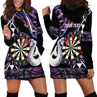 Personalised New Zealand Darts Hoodie Dress Ngutukaka Manaia Taniko Luxury Purple - Polynesian Pride
