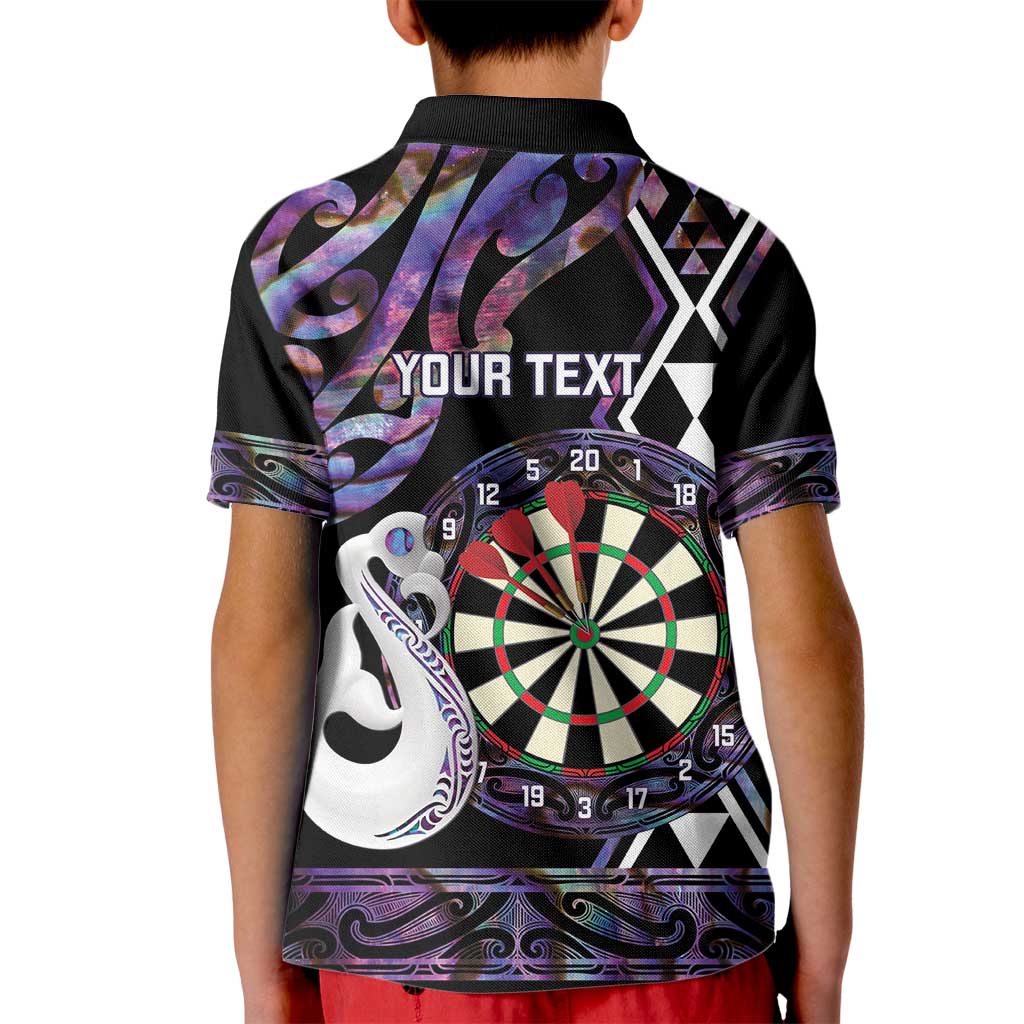Personalised New Zealand Darts Kid Polo Shirt Ngutukaka Manaia Taniko Luxury Purple - Polynesian Pride