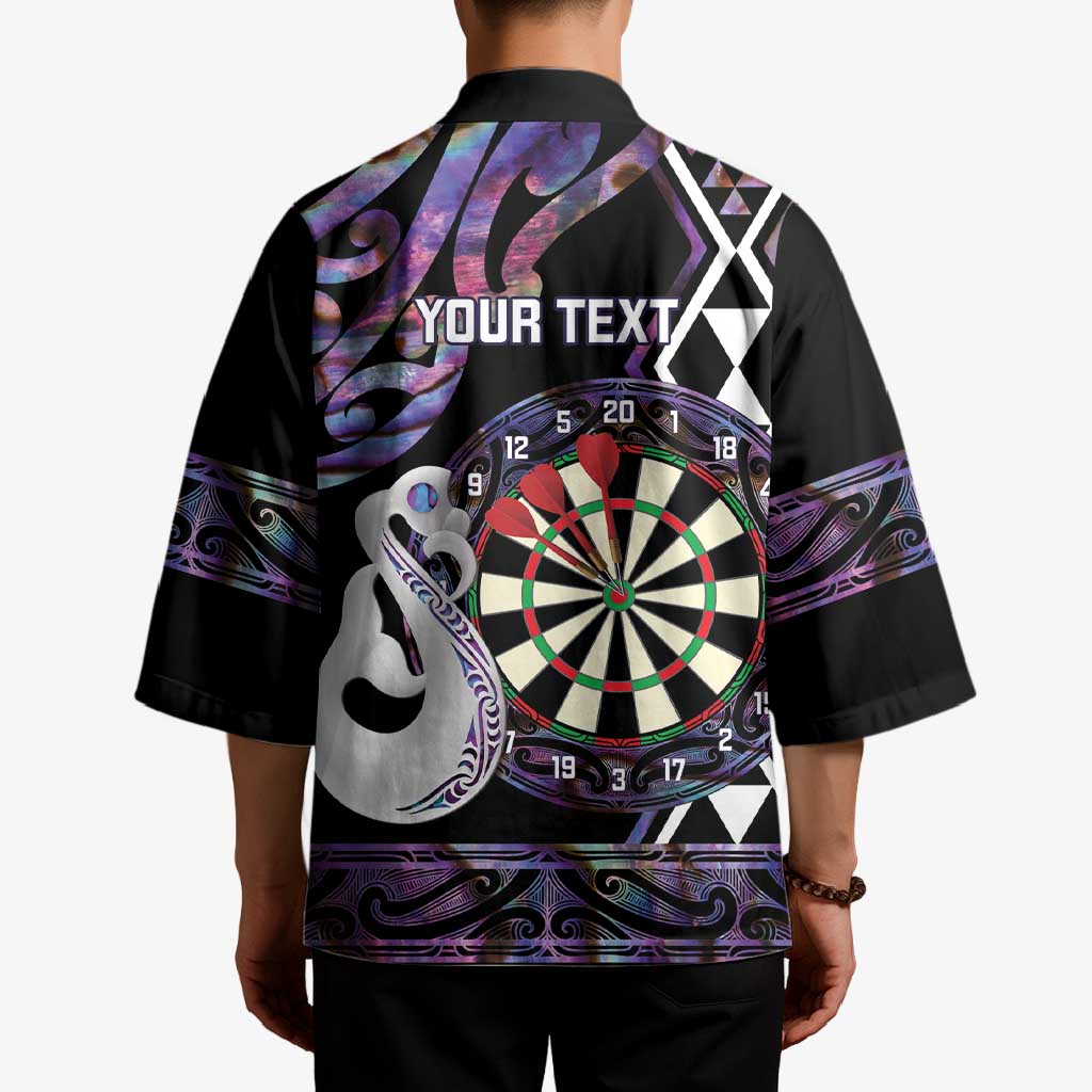 Personalised New Zealand Darts Kimono Ngutukaka Manaia Taniko Luxury Purple - Polynesian Pride