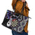 Personalised New Zealand Darts Leather Tote Bag Ngutukaka Manaia Taniko Luxury Purple - Polynesian Pride