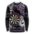 Personalised New Zealand Darts Long Sleeve Shirt Ngutukaka Manaia Taniko Luxury Purple - Polynesian Pride
