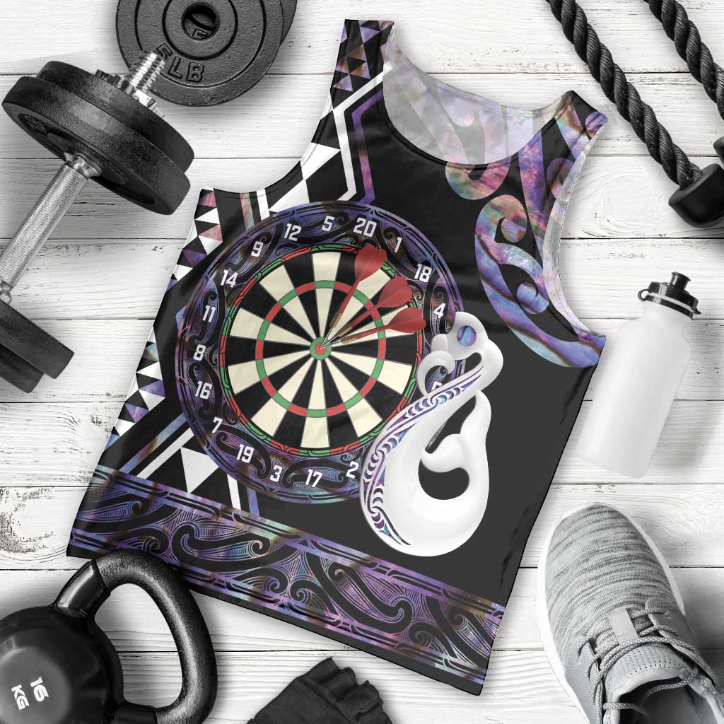 Personalised New Zealand Darts Men Tank Top Ngutukaka Manaia Taniko Luxury Purple - Polynesian Pride