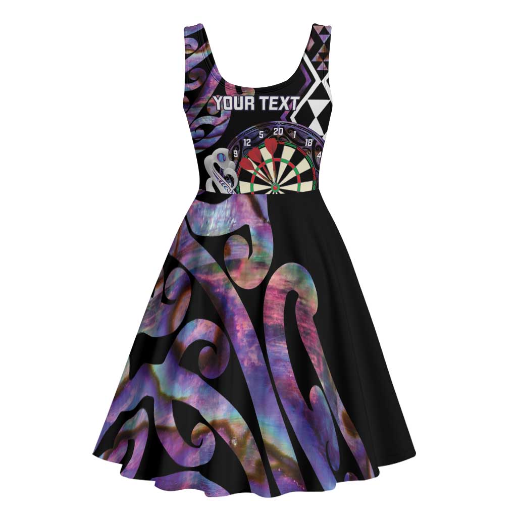 Personalised New Zealand Darts Midi Dress Ngutukaka Manaia Taniko Luxury Purple - Polynesian Pride