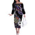 Personalised New Zealand Darts Off The Shoulder Long Sleeve Dress Ngutukaka Manaia Taniko Luxury Purple - Polynesian Pride