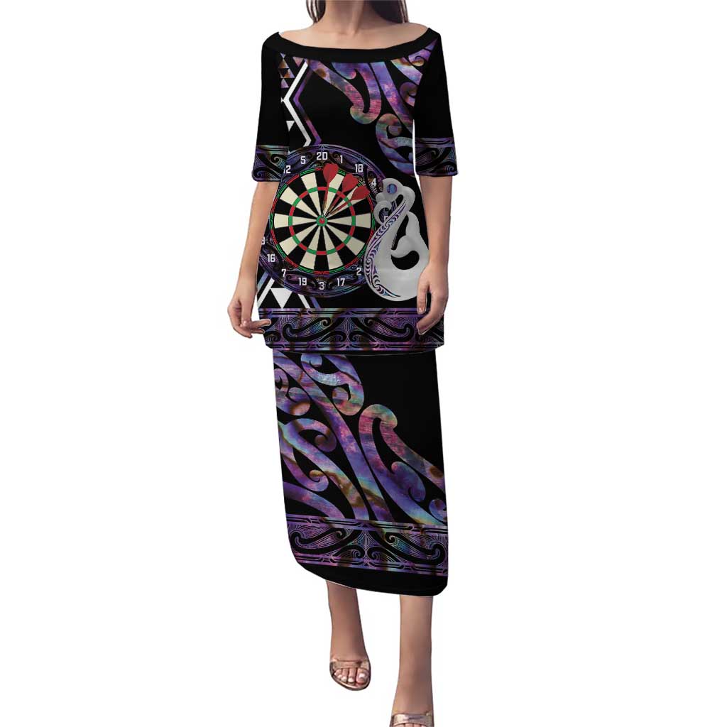 Personalised New Zealand Darts Puletasi Ngutukaka Manaia Taniko Luxury Purple - Polynesian Pride