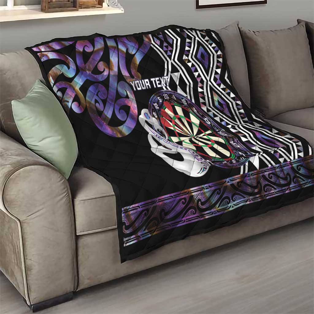 Personalised New Zealand Darts Quilt Ngutukaka Manaia Taniko Luxury Purple - Polynesian Pride