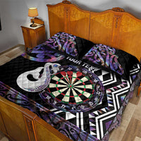 Personalised New Zealand Darts Quilt Bed Set Ngutukaka Manaia Taniko Luxury Purple - Polynesian Pride
