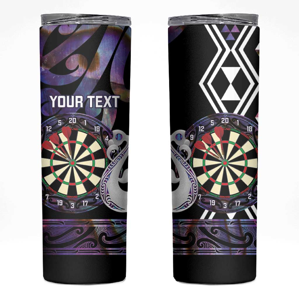 Personalised New Zealand Darts Skinny Tumbler Ngutukaka Manaia Taniko Luxury Purple - Polynesian Pride