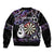 Personalised New Zealand Darts Sleeve Zip Bomber Jacket Ngutukaka Manaia Taniko Luxury Purple - Polynesian Pride