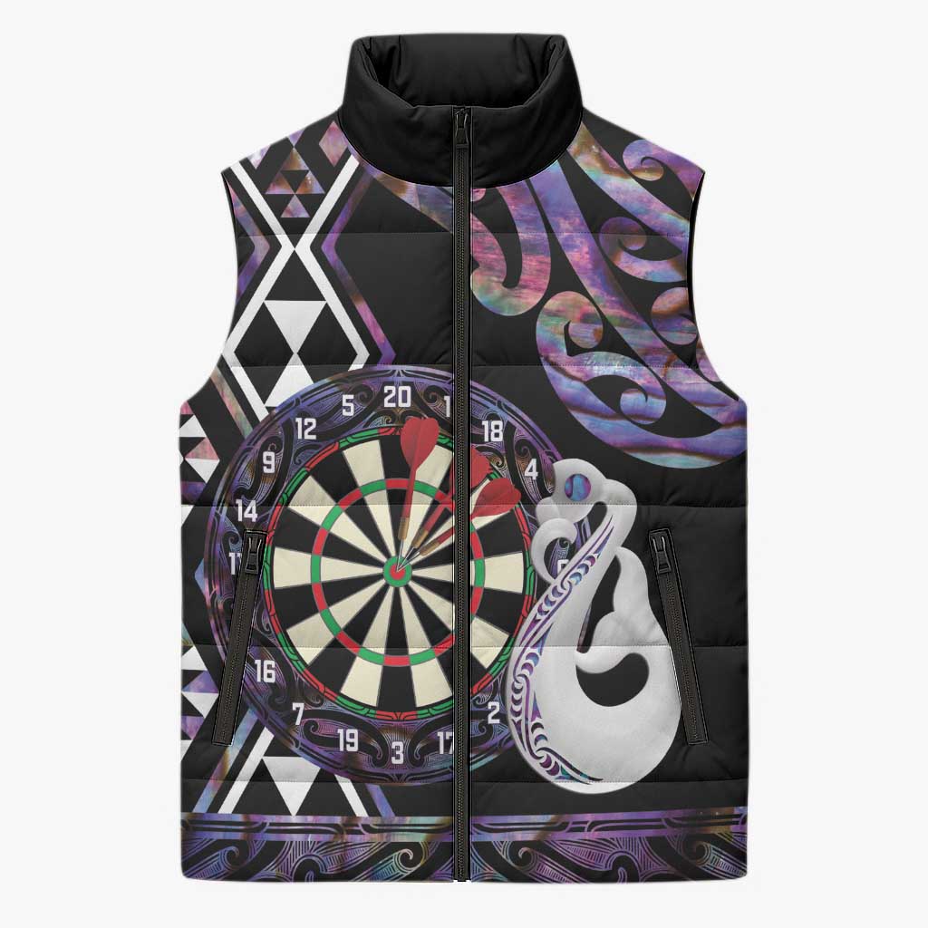 Personalised New Zealand Darts Sleeveless Puffer Jacket Ngutukaka Manaia Taniko Luxury Purple - Polynesian Pride