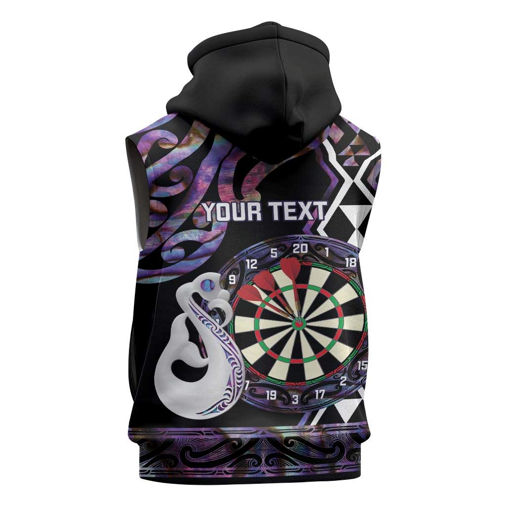 Personalised New Zealand Darts Sleeveless Zip Hoodie Ngutukaka Manaia Taniko Luxury Purple - Polynesian Pride