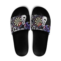 Personalised New Zealand Darts Slide Sandals Ngutukaka Manaia Taniko Luxury Purple - Polynesian Pride