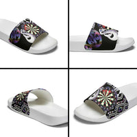 Personalised New Zealand Darts Slide Sandals Ngutukaka Manaia Taniko Luxury Purple - Polynesian Pride
