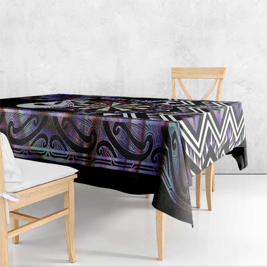 Personalised New Zealand Darts Tablecloth Ngutukaka Manaia Taniko Luxury Purple - Polynesian Pride