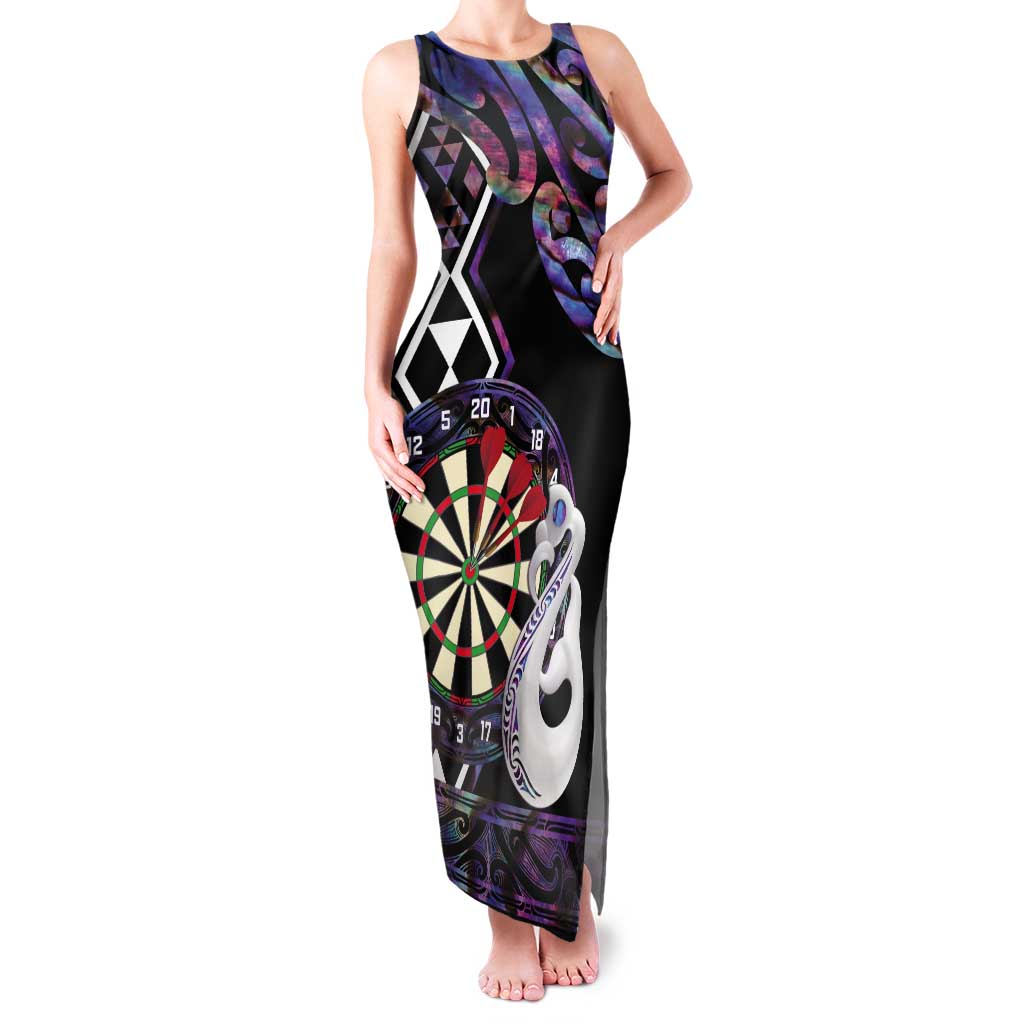 Personalised New Zealand Darts Tank Maxi Dress Ngutukaka Manaia Taniko Luxury Purple - Polynesian Pride