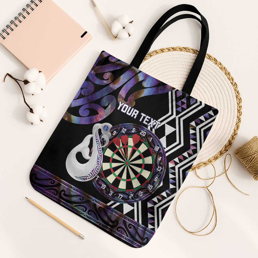 Personalised New Zealand Darts Tote Bag Ngutukaka Manaia Taniko Luxury Purple - Polynesian Pride