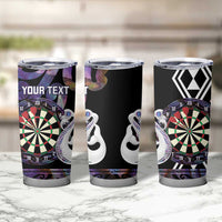Personalised New Zealand Darts Tumbler Cup Ngutukaka Manaia Taniko Luxury Purple - Polynesian Pride