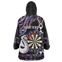Personalised New Zealand Darts Wearable Blanket Hoodie Ngutukaka Manaia Taniko Luxury Purple - Polynesian Pride