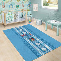 Fiji Day 1970 Area Rug For Fiji Ever Fiji Tapa Pattern Blue LT14 - Polynesian Pride