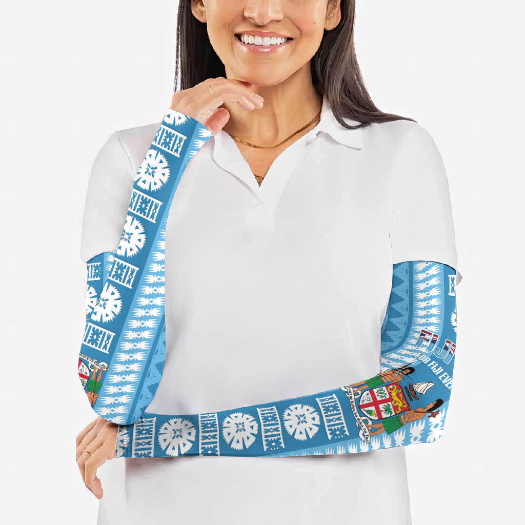 Fiji Day 1970 Arm Sleeves For Fiji Ever Fiji Tapa Pattern Blue LT14 - Polynesian Pride