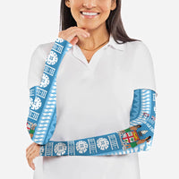 Fiji Day 1970 Arm Sleeves For Fiji Ever Fiji Tapa Pattern Blue LT14 - Polynesian Pride