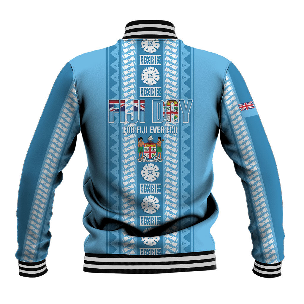 Fiji Day 1970 Baseball Jacket For Fiji Ever Fiji Tapa Pattern Blue LT14 - Polynesian Pride