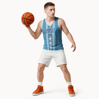 Fiji Day 1970 Basketball Jersey For Fiji Ever Fiji Tapa Pattern Blue LT14 - Polynesian Pride