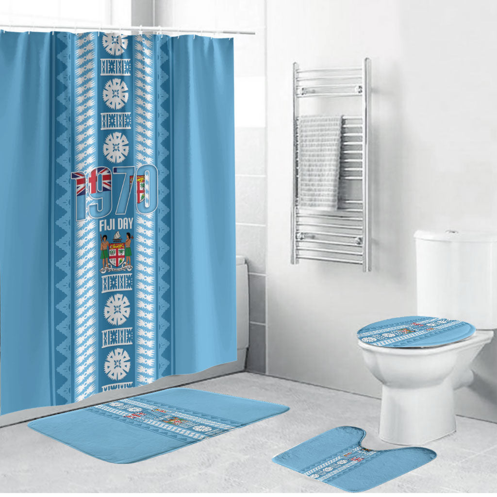 Fiji Day 1970 Bathroom Set For Fiji Ever Fiji Tapa Pattern Blue LT14 Bathroom Set (4 pcs) Blue - Polynesian Pride