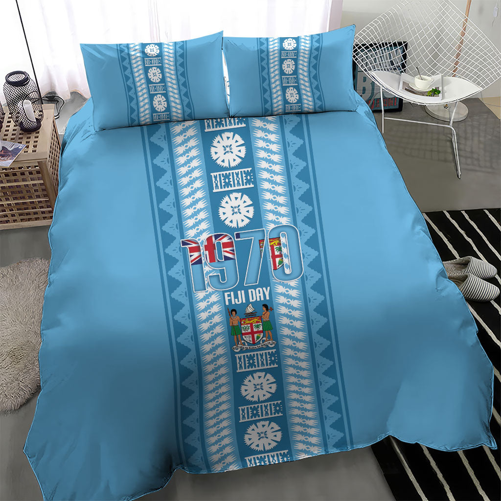 Fiji Day 1970 Bedding Set For Fiji Ever Fiji Tapa Pattern Blue LT14 - Polynesian Pride