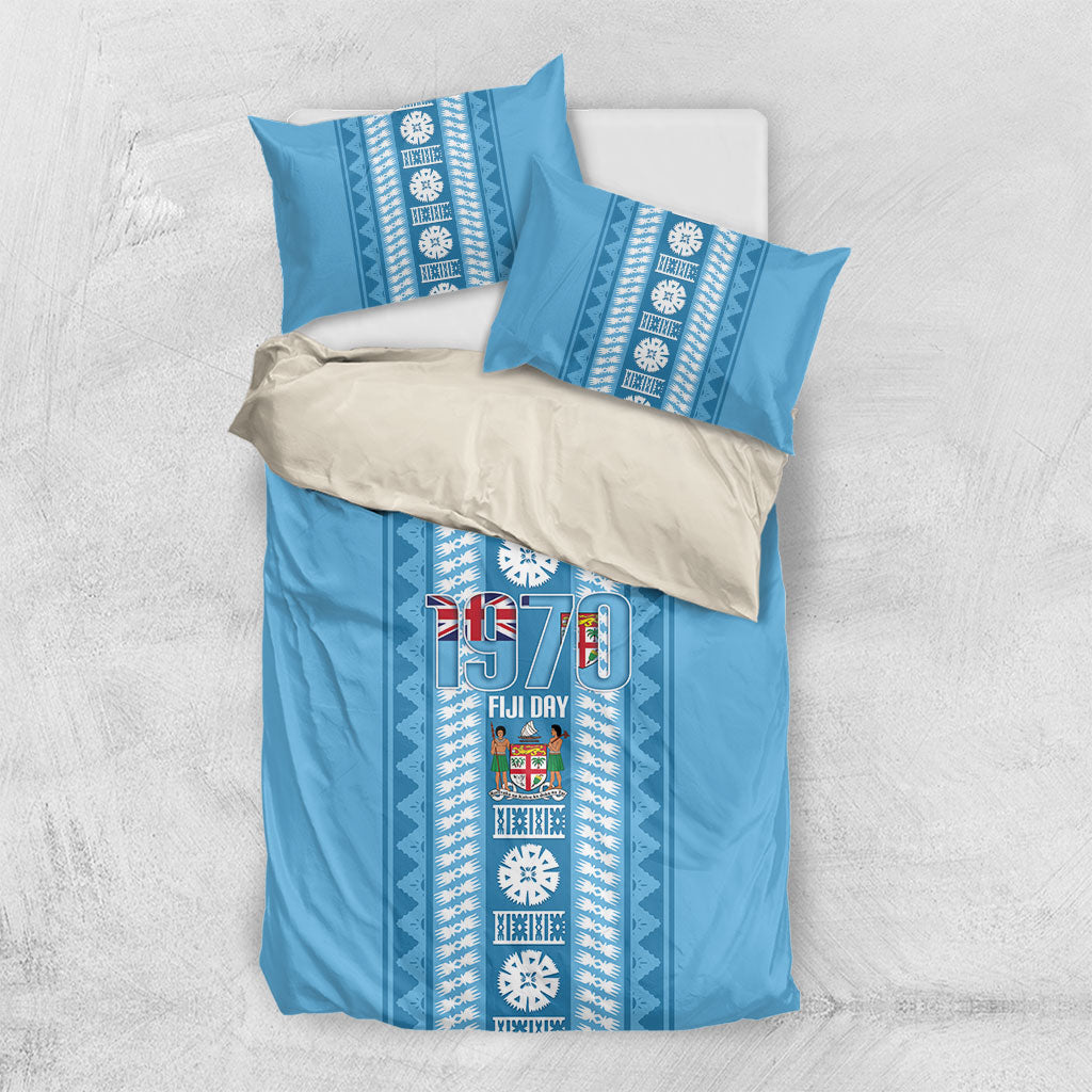 Fiji Day 1970 Bedding Set For Fiji Ever Fiji Tapa Pattern Blue LT14 US Twin 172cm x 218cm Blue - Polynesian Pride