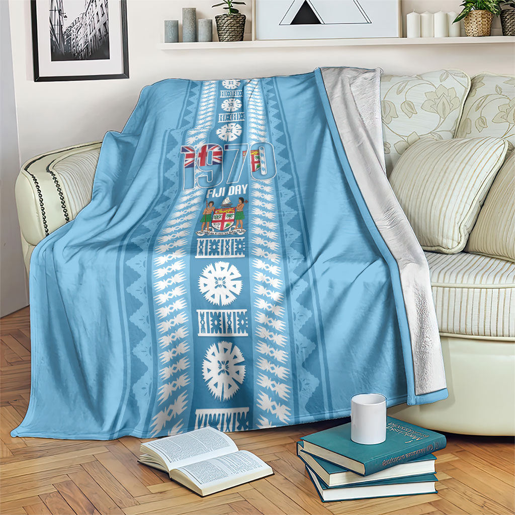Fiji Day 1970 Blanket For Fiji Ever Fiji Tapa Pattern Blue LT14 Blue - Polynesian Pride