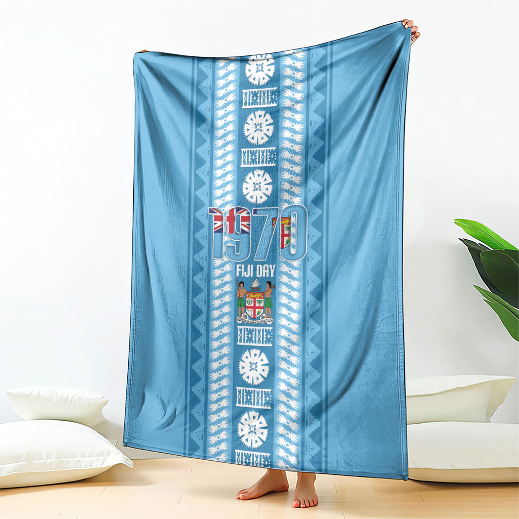 Fiji Day 1970 Blanket For Fiji Ever Fiji Tapa Pattern Blue LT14 - Polynesian Pride