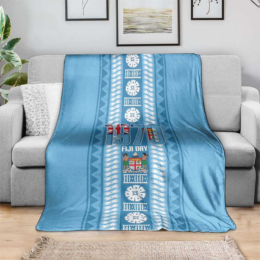 Fiji Day 1970 Blanket For Fiji Ever Fiji Tapa Pattern Blue LT14 - Polynesian Pride