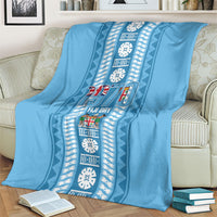 Fiji Day 1970 Blanket For Fiji Ever Fiji Tapa Pattern Blue LT14 - Polynesian Pride