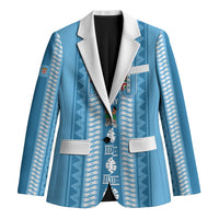 Fiji Day 1970 Blazer For Fiji Ever Fiji Tapa Pattern Blue LT14 Unisex Blue - Polynesian Pride