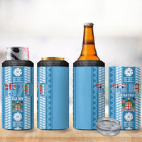 Fiji Day 1970 4 in 1 Can Cooler Tumbler For Fiji Ever Fiji Tapa Pattern Blue LT14 - Polynesian Pride
