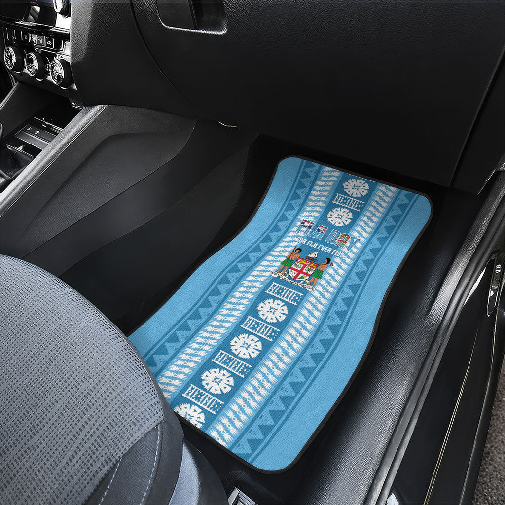 Fiji Day 1970 Car Mats For Fiji Ever Fiji Tapa Pattern Blue LT14 - Polynesian Pride
