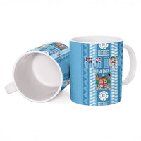 Fiji Day 1970 Ceramic Mug For Fiji Ever Fiji Tapa Pattern Blue LT14 - Polynesian Pride