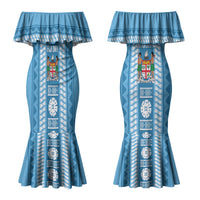 Fiji Day 1970 Couples Matching Mermaid Dress and Hawaiian Shirt For Fiji Ever Fiji Tapa Pattern Blue LT14 - Polynesian Pride
