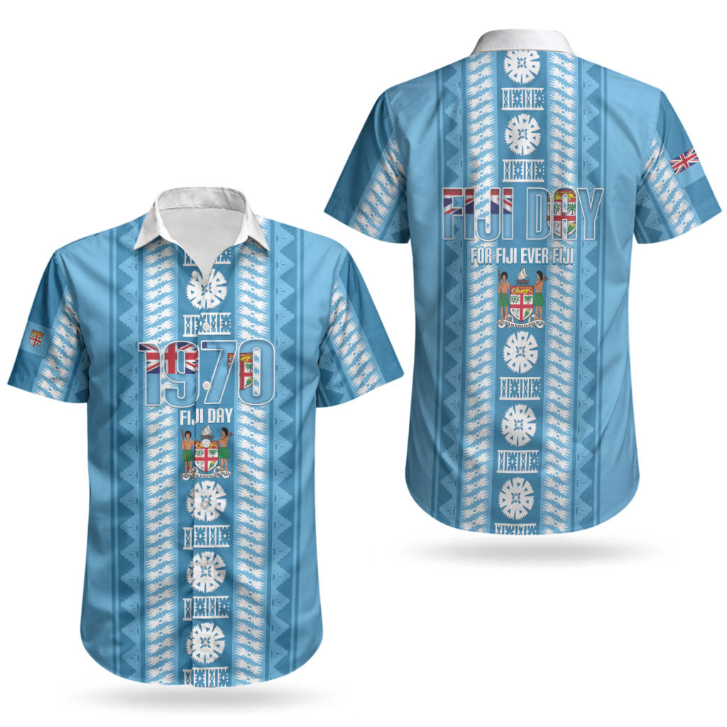 Fiji Day 1970 Couples Matching Puletasi and Hawaiian Shirt For Fiji Ever Fiji Tapa Pattern Blue LT14 - Polynesian Pride