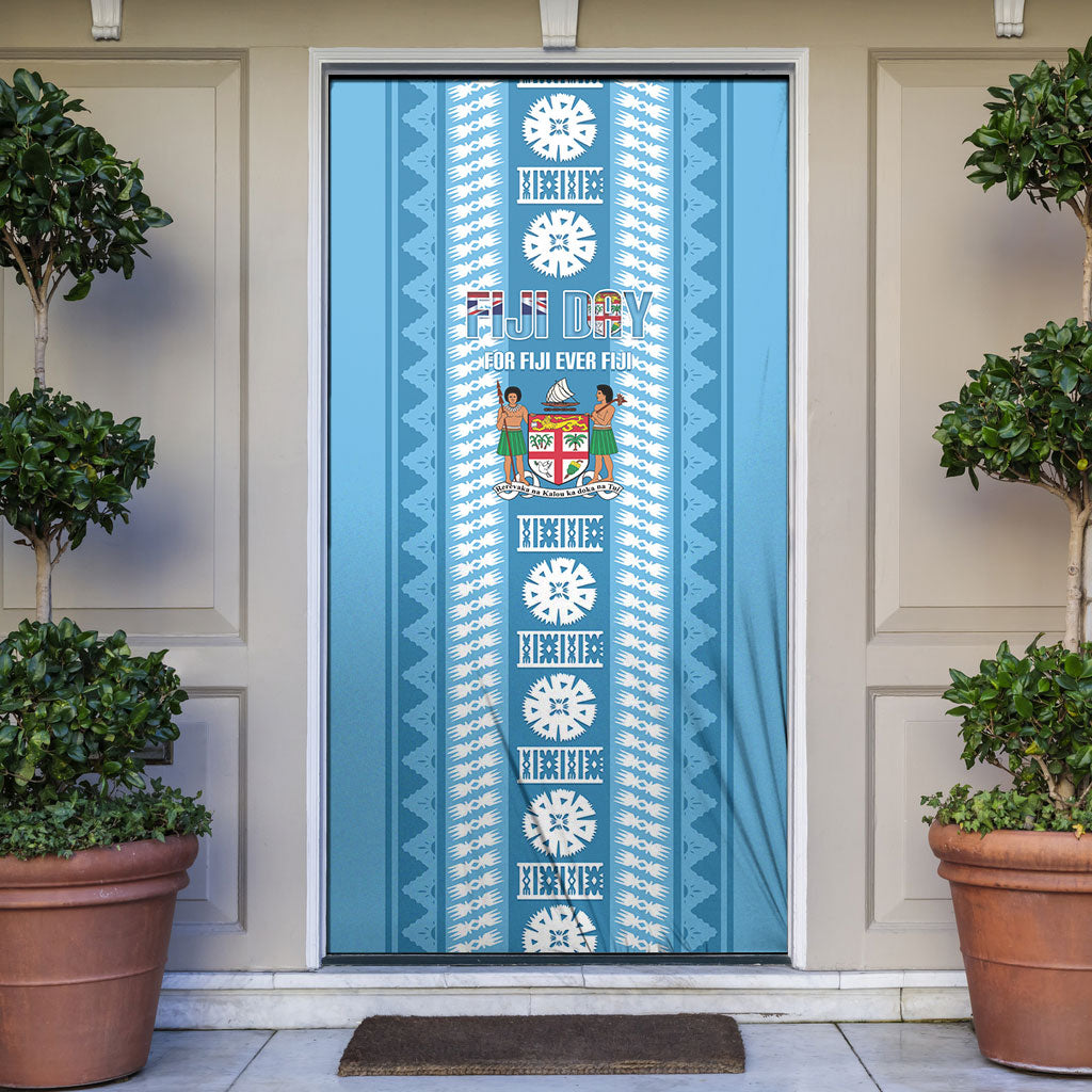 Fiji Day 1970 Door Cover For Fiji Ever Fiji Tapa Pattern Blue LT14 Blue - Polynesian Pride